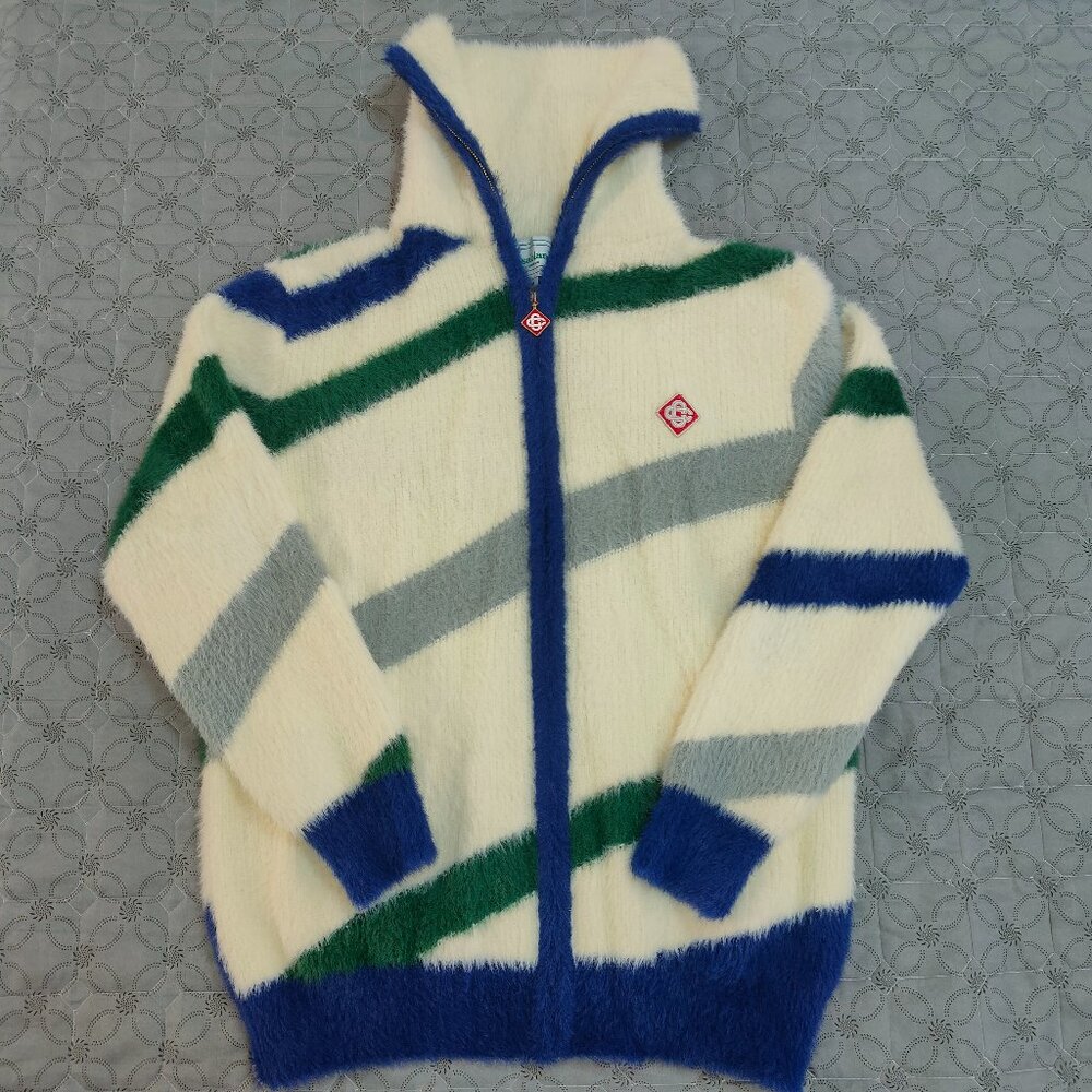 Casablanca Furry Striped Zip Up Jumper Sz M